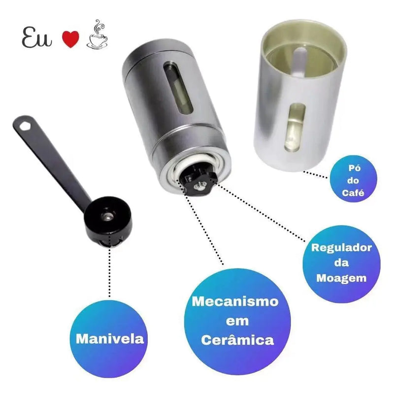 Moedor De Café Inox com visor e Ajuste De Granulometria