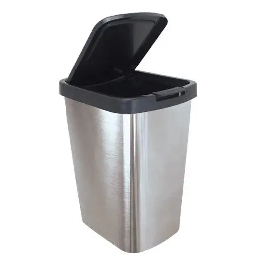 Lixeira Cesto Inox Metalizado 09 Litros Com Tampa Click Label Vermelho Rose Gold Banheiro Cozinha