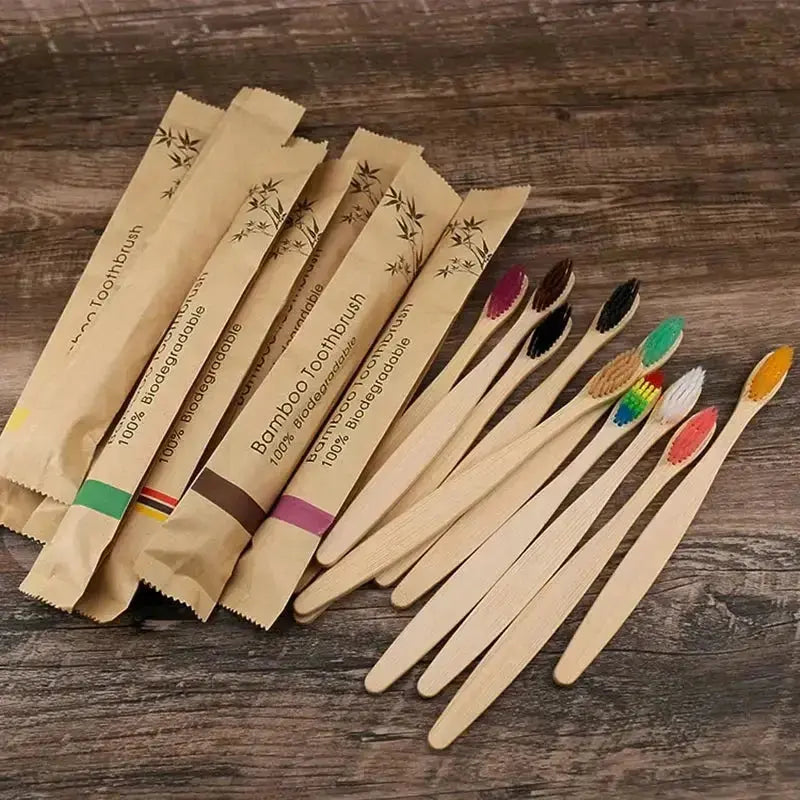 100 Escovas de Dentes de Bambu – Cerdas Macias - PERSONALIZÁVEIS