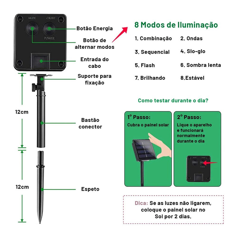 Luzes Solares LED de Cordão - eKoloja