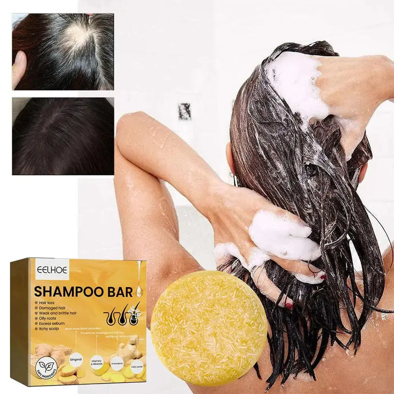 Shampoo Sólido De Gengibre e Polygonum 3 Em 1 (Kit 3pcs)