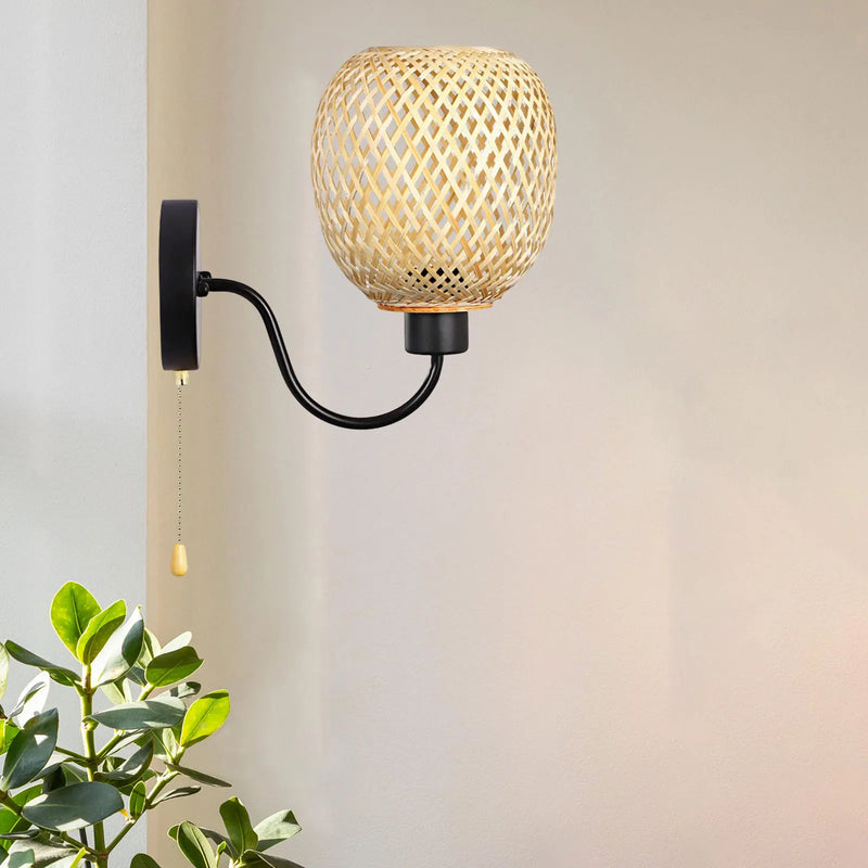 Luminárias de Parede com Cúpula de Rattan e Bambu - eKoloja