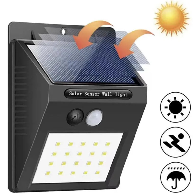 Luminária Solar Luz LED com Sensor de Presença Automático (20 LEDs) - eKoloja