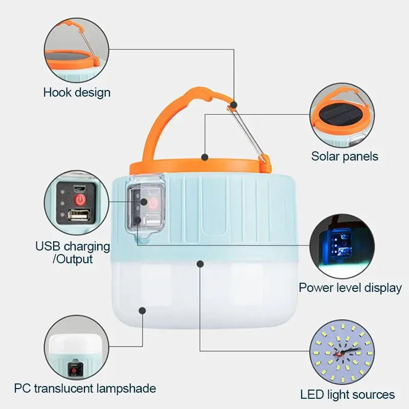 Lanterna para camping com carregamento solar (60w - 280w) - eKoloja