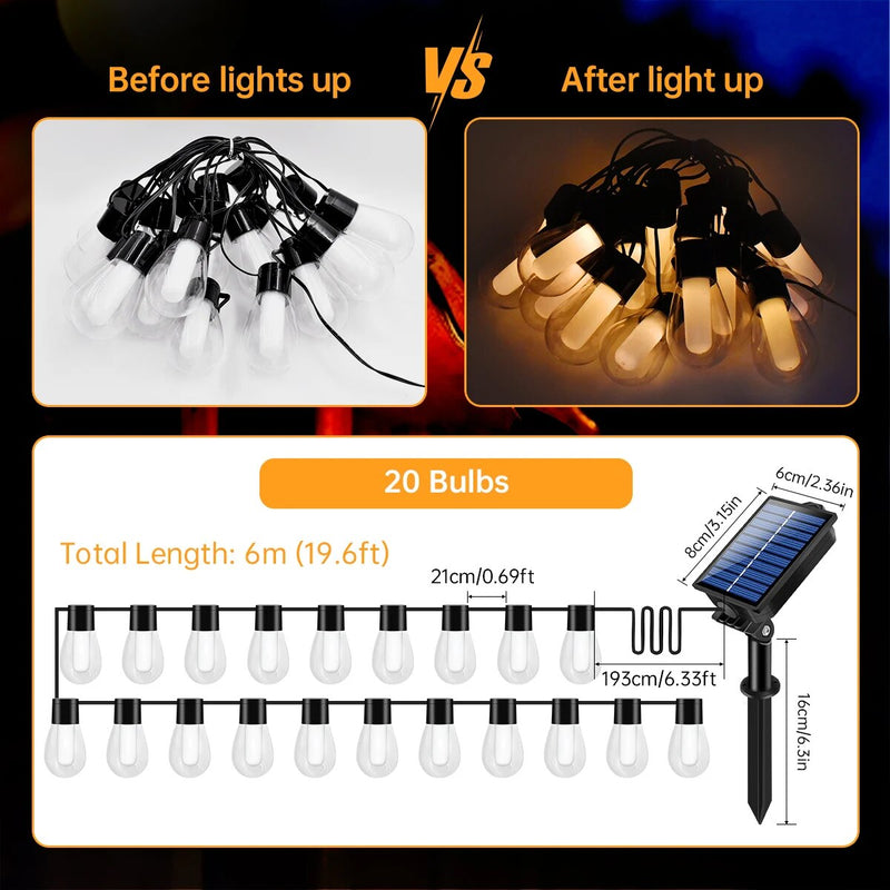 Luzes de Fio Solar para Ambientes Externos - eKoloja