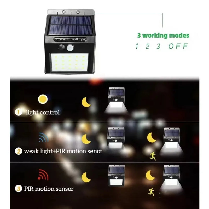 Luminária Solar Luz LED com Sensor de Presença Automático (20 LEDs) - eKoloja