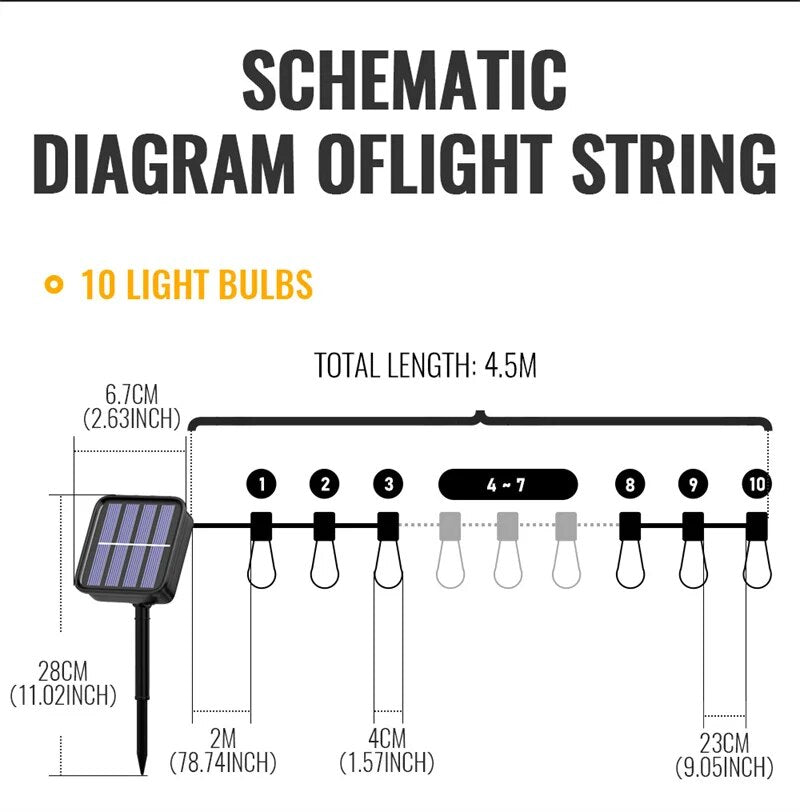 Luzes de Cordas LED Solar à Prova d'Água - eKoloja