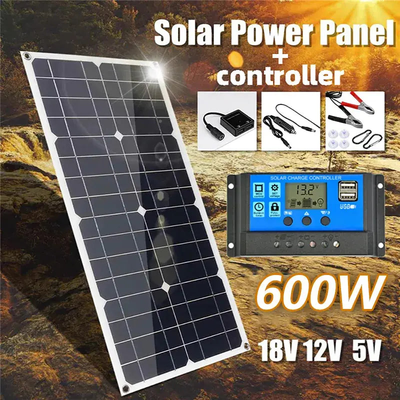 Painel Solar de Cristal Único, 600W 10A 20A 30A 40A 50A 100A - eKoloja