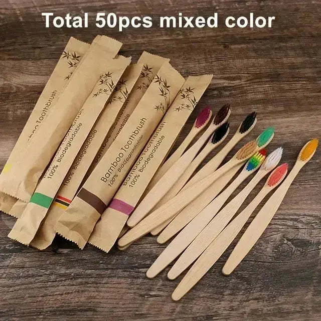 100 Escovas de Dentes de Bambu – Cerdas Macias - PERSONALIZÁVEIS