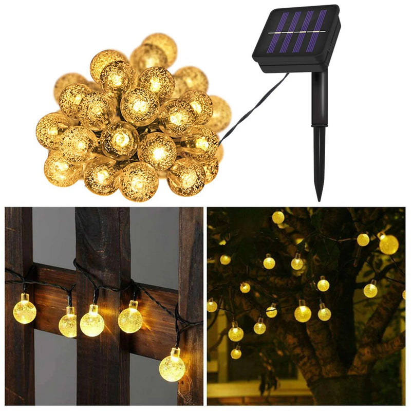 Luzes de Fadas Solares com 100 LEDs em Globos de Cristal - eKoloja