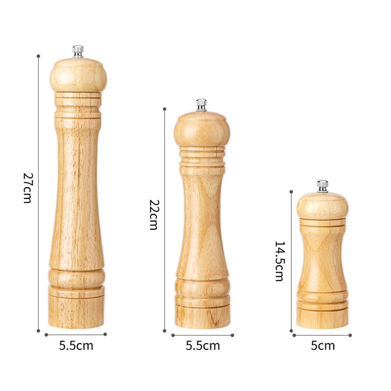 Moedor de Sal e Pimenta em Madeira Sólida 5, 8, 10 polegadas - eKoloja