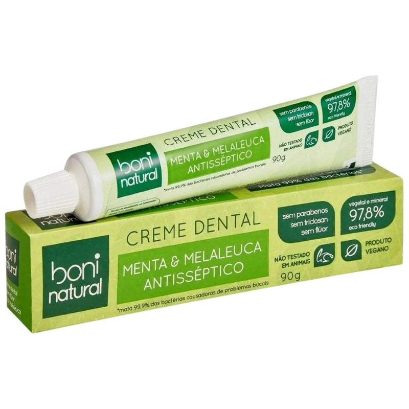 Kit 10 Creme Dental Boni Natural Sem Flúor Menta e Melaleuca 900g - eKoloja