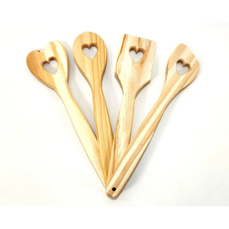 Porta Colher em Madeira Pinus com 4 Colheres – Organização e Charme para Cozinha