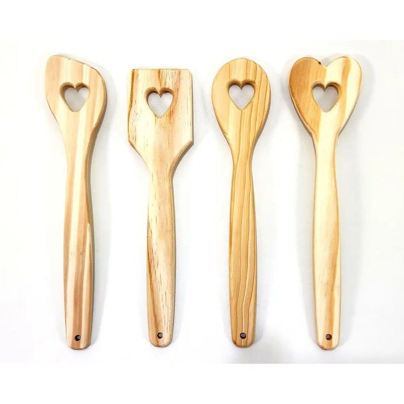 Porta Colher em Madeira Pinus com 4 Colheres – Organização e Charme para Cozinha