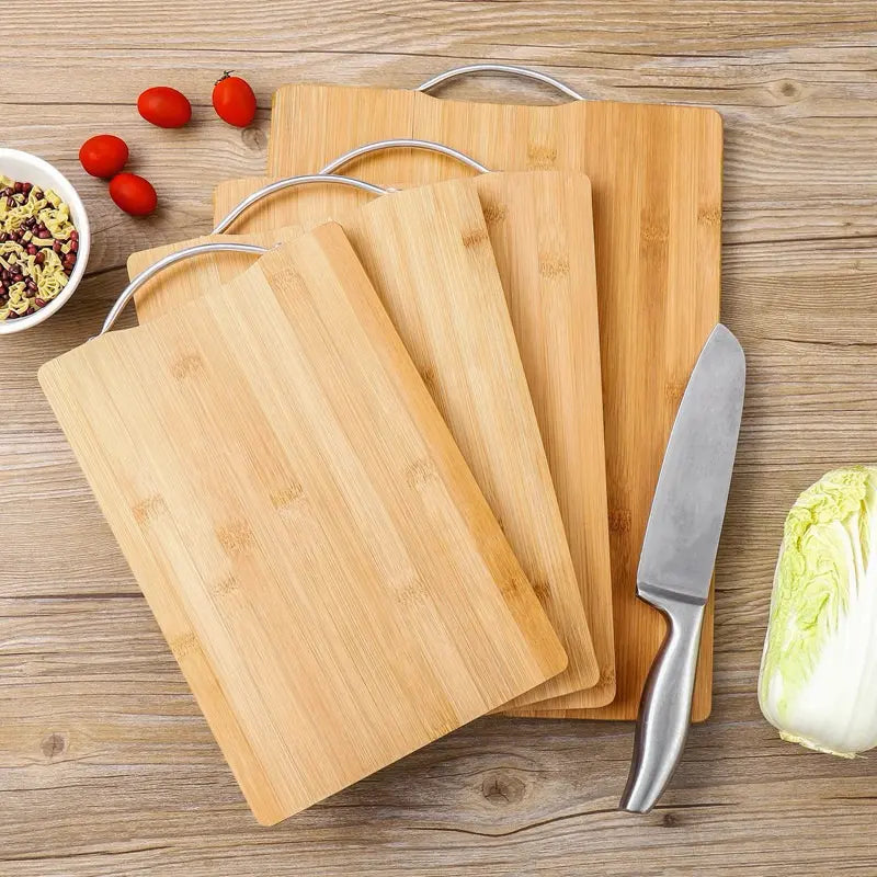 Tábua De 100% bambu de três tamanhos para Carne Legumes frutas Material Ecológico Bambu Com Alça aço