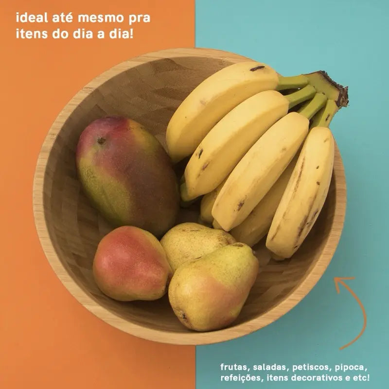 Bowl de Salada Tijela de Salada Fruteira em Bambu 28 CM