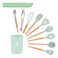 KIT de Utensílios Para Cozinha em Silicone e Bambu 12 Peças