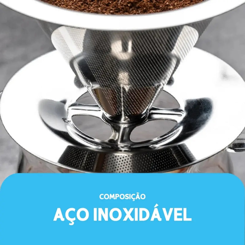 Filtro Coador Inox Reutilizável - 103 Premium | Dispensa Papel | Café Mais Forte e Sustentável - BC