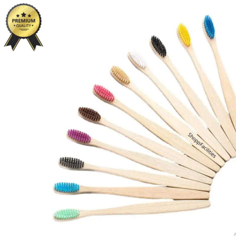 Kit Escovas de Bambu Ecológicas Natural Macias Com Cores Sortidas