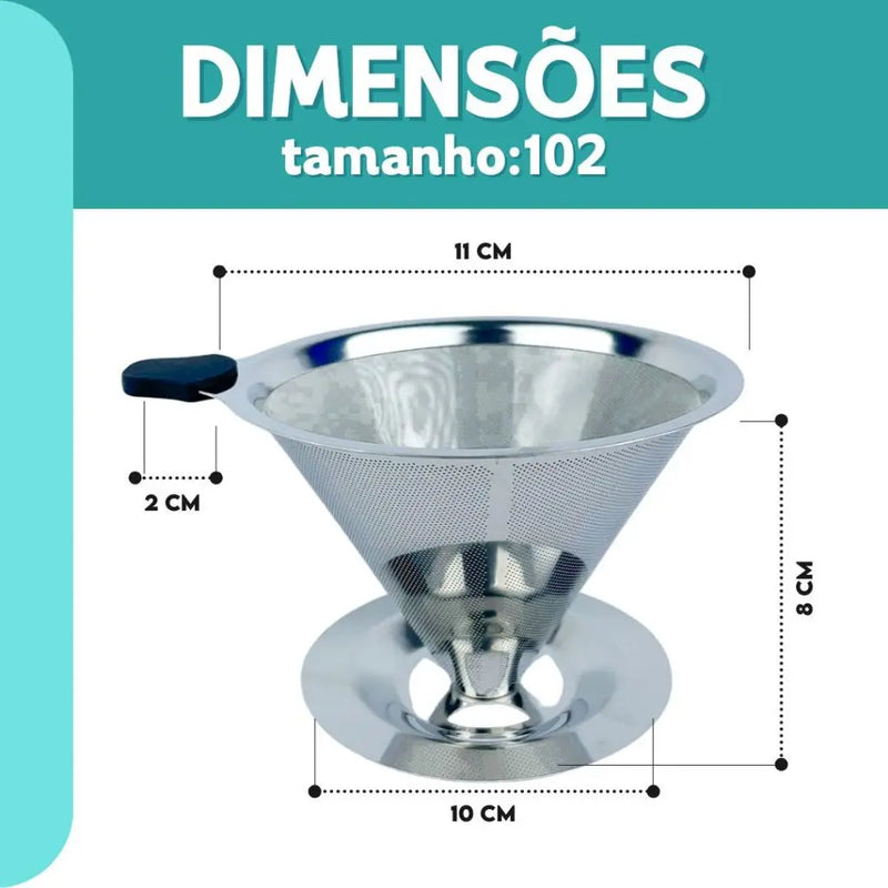 Filtro Coador Inox Reutilizável - 103 Premium | Dispensa Papel | Café Mais Forte e Sustentável - BC