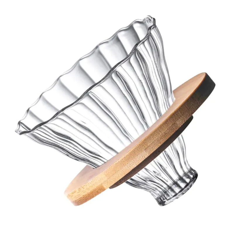 Coador De Café Vidro V60 101 ou 102 Médio Com Argola de Bambu