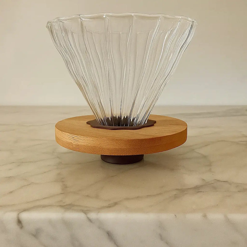 Coador De Café Vidro V60 101 ou 102 Médio Com Argola de Bambu
