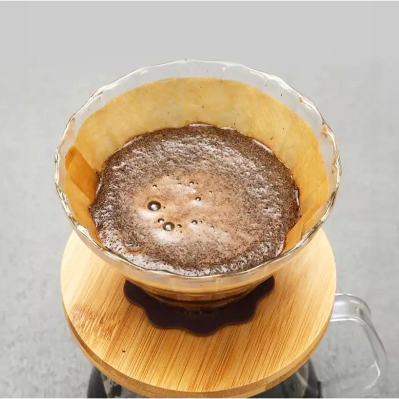 Coador De Café Vidro V60 101 ou 102 Médio Com Argola de Bambu