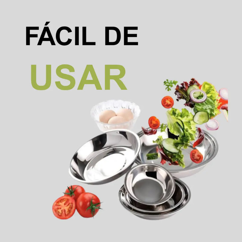 Conjunto Kit 5 Bowls Inox Tigelas Panela Saladeira Multiuso Inox Cozinha Saladas