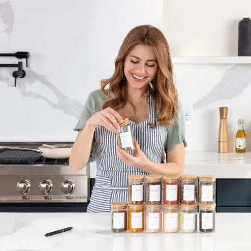 Kit 6 Potes de Vidro Herméticos com Tampa de Bambu – Organização e Sustentabilidade na Sua Cozinha