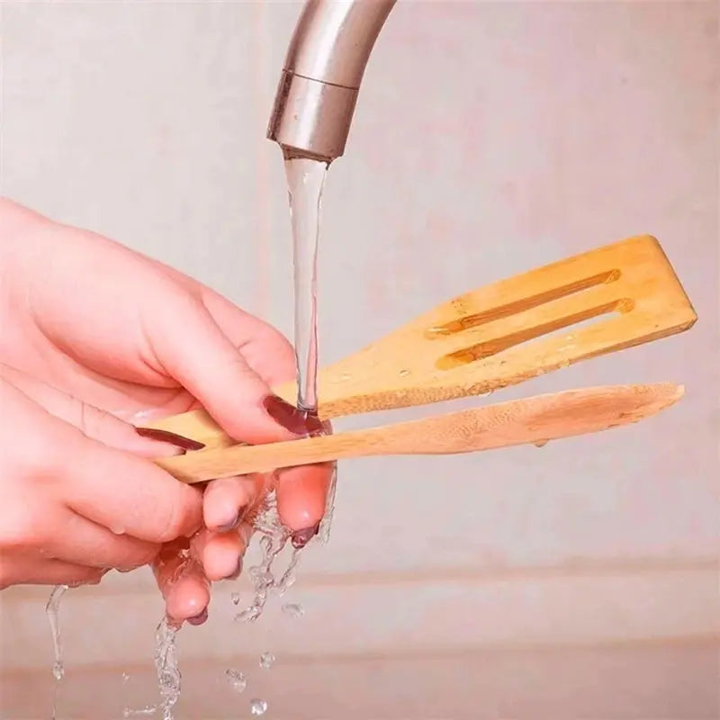 Kit de Colheres de Bambu – Utensílios de Cozinha Sustentáveis e Resistentes (5 Peças)
