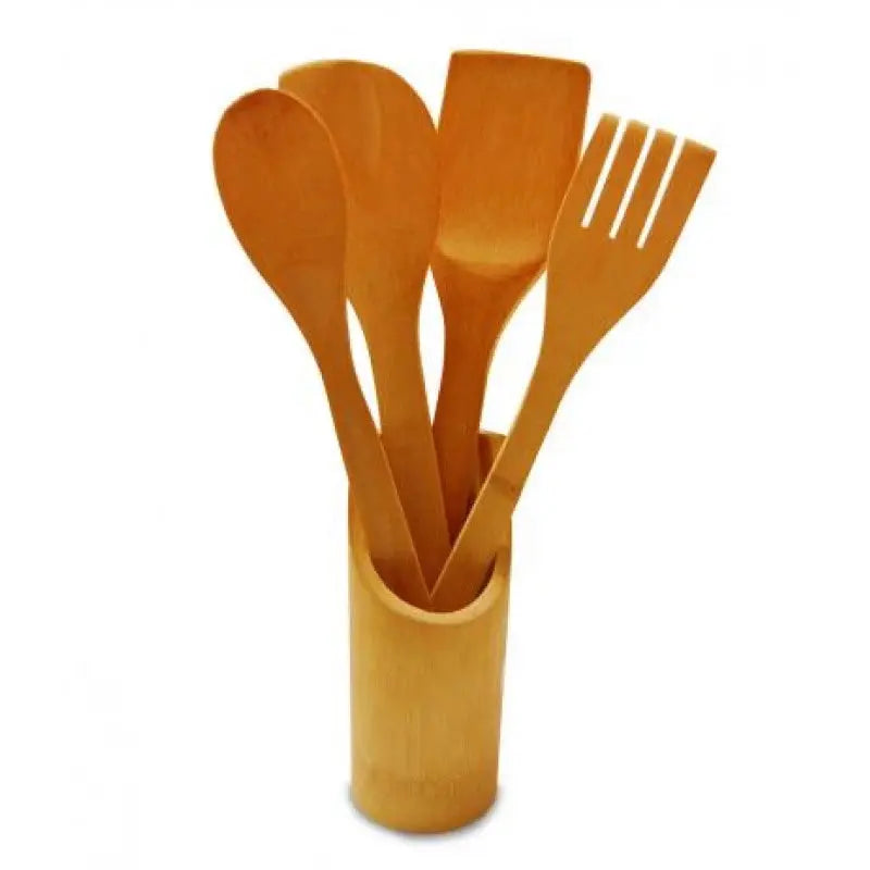 Kit de Colheres de Bambu – Utensílios de Cozinha Sustentáveis e Resistentes (5 Peças)
