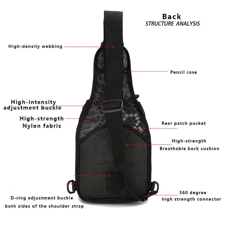 Bolsa Tática Transversal Impermeável Peito E Ombro Masculina Feminina Sling Sport