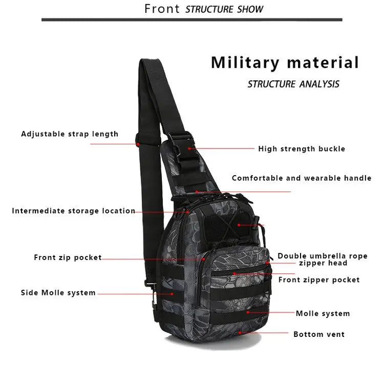 Bolsa Tática Transversal Impermeável Peito E Ombro Masculina Feminina Sling Sport